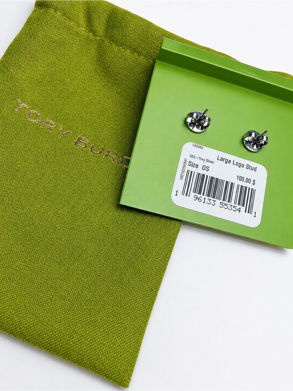 Tory Burch Large Silver Double-T Logo Stud Earrings / Original packaging 🩶 - Picture 8 of 8